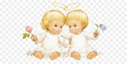 Angel Infant Clip art - Two Baby Angels With Flowers Free Clipart ...