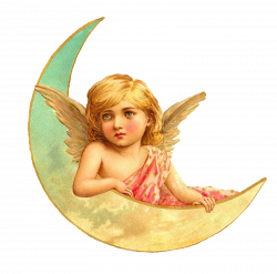 Antique Images: Free Angel Clip Art: Beautiful Angel with Crescent ...