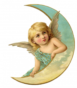 Vintage Christmas Image - Amazing Angel on Moon - The Graphics Fairy