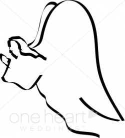 Calligraphic Line BW Praying Angel | Angel Wedding Clipart