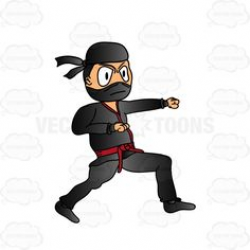 Angry Ninja Warrior Cartoon Characters 3.Flat Design. Raster ...