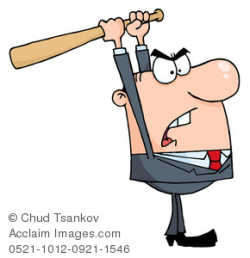 An Angry Businessman Lifting a Baseball Hat In Anger Clipart Image