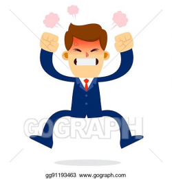 Vector Art - Businessman jump in anger. Clipart Drawing ...