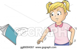 Vector Illustration - Angry kid girl throw book. EPS Clipart ...