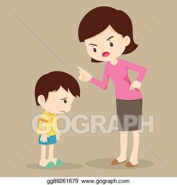 Vector Art - Mother angry at her son and blame. Clipart Drawing ...