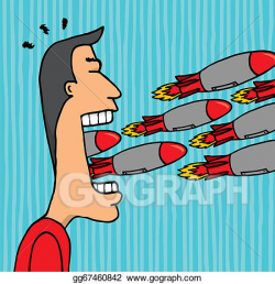 Vector Art - Angry man ranting and insulting rockets. Clipart ...
