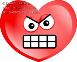 Clipart Illustration of a Angry Red Love Heart