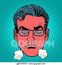 Vector Art - Retro emoji anger rage emotions male face. Clipart ...