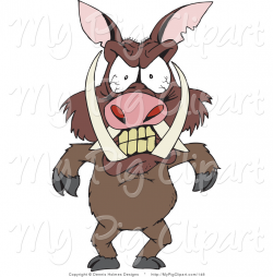 Swine Clipart of an Angry Boar with Tusks and Blood Shot Eyes ...