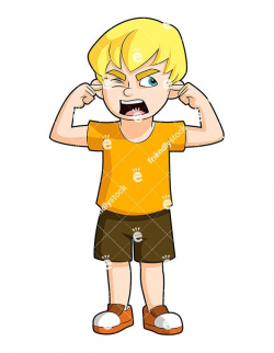 Angry Boy Covering Ears Yelling Cartoon Vector Clipart | Vector clipart