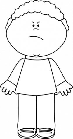 Black and White Angry Boy Clip Art - Black and White Angry Boy Image