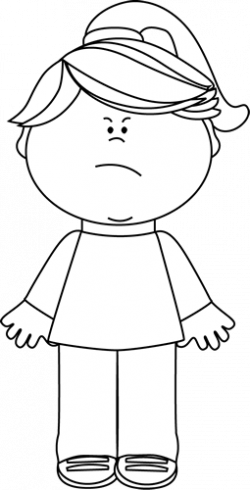 Black and White Angry Girl Clip Art - Black and White Angry Girl Image