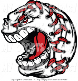Sports Clip Art of a Angry Baseball with Red Stitches by Chromaco ...