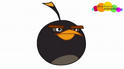 How to draw black bird Bomb from Angry Birds - YouTube