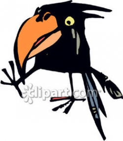 Cartoon Black Crow - Royalty Free Clipart Picture