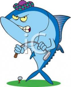 An Angry Tuna Playing Golf Clipart Picture