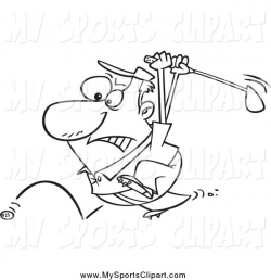 Sports Clip Art of a Black and White Angry Male Golfer Swinging at ...