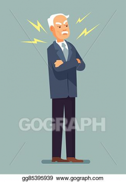 Vector Clipart - Angry boss. angry grandfather. Vector Illustration ...