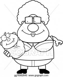 Vector Art - Cartoon grandma holding baby. Clipart Drawing ...