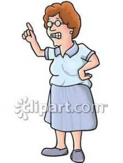 Elderly Woman Yelling At Someone - Royalty Free Clipart Picture
