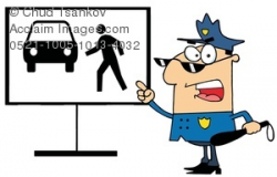Clipart Image of An Angry Police Officer Pointing To a Diagram of a ...