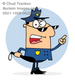 Clipart Image of An Angry Police Officer Holding a Nightstick