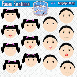 Faces emotions clipart, kids feelings, clipart emotions, boy, girl ...