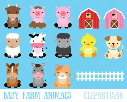 Farm Baby Animals Clipart / Cute Animal Clipart / Barnyard