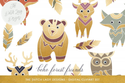 Boho Forest Animal Clipart Set by The D | Design Bundles