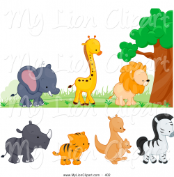 Clipart of a Cute Wild Animal Borders Digital Collage on White by ...