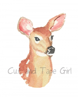Watercolour Animals Clip Art - Doe, Deer, Squirrel, Stag Head ...