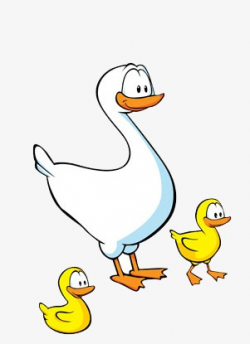 Mother Duck And Ducklings, Cartoon, Animal, White PNG Image and ...