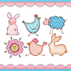 Digital Clip art Spring Easter Doodles. Cute digital stumps