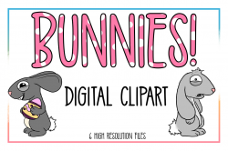 Bunnie Clipart-Rabbit Clipart-Animal Cl | Design Bundles