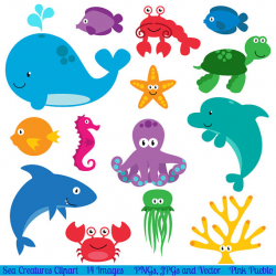 Sea Animal Clipart, Sea Animal Clip Art, Sea Creatures, Fish Clipart ...