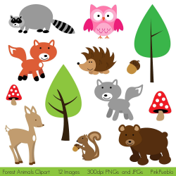 Forest Animal Clip Art, Forest Animals Clipart, Woodland Animal Clip ...