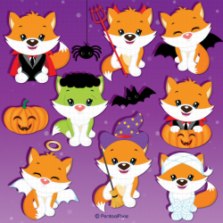Halloween clipart Cute Halloween Fox clipart Cute Fox