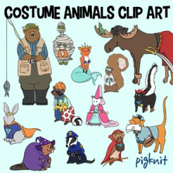 Halloween Costume Animals Clip Art | Trick or Treat Clipart | Fox ...