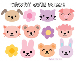 kawaii Clipart Animal Face Clip Kawaii Animal Heads Clip
