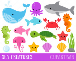 Sea Animals Clip Art, Ocean Creatures