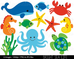 Sea Animal Clipart, Under the Sea, Baby Sea Creatures Clip Art ...