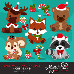 Christmas Baby Woodland Animals Clipart | Mujka Clipart, Printable ...