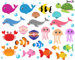 46 Sea Animals Clipart,Sea Animal Clip art,under the sea clipart ...