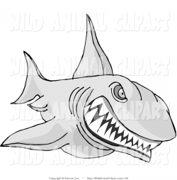 Clip Art of an Aggressive Shark with Sharp Teeth Attacking Something ...