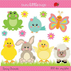 Spring Animals Clipart - Includes color and blacklines This is a ...
