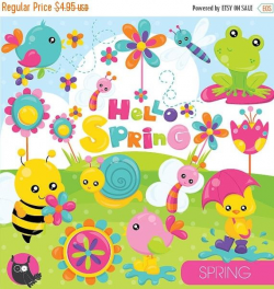 80% OFF SALE Spring clipart commercial use, spring animals vector ...