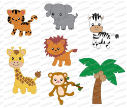 Jungle animals, 7 digital clip art set | Clip art, Filing and Animal ...