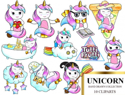 Cute Unicorn Clipart Watercolor Clip Art Unicorns Sticker Cute ...