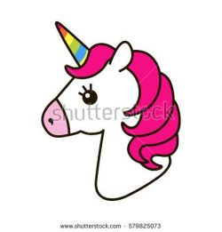 Unicorn vector icon isolated on white. Head portrait horse sticker ...
