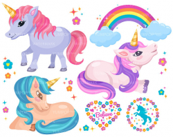 Cute Unicorns clipart, Pony clipart, Horses clipart, Rainbow clipart ...